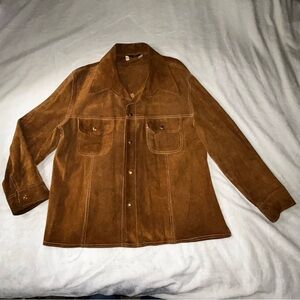 Vintage 1970s JC Penny Suede Jacket/ Leather Shop Snap Western Size XXL
